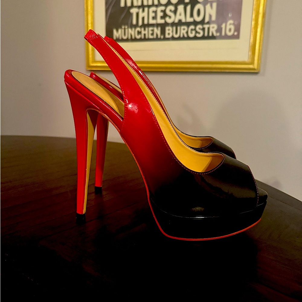 Brand new boo and red 5”stiletto heels with a 1”platform. $30, spotless